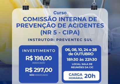 CURSO DE NR 05 - CIPA - COMISSÃO INTERNA DE PREVENÇÃO DE ACIDENTES